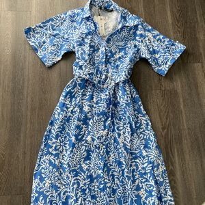 Zara Linen Belted MIDI Dress, NWT, Size M